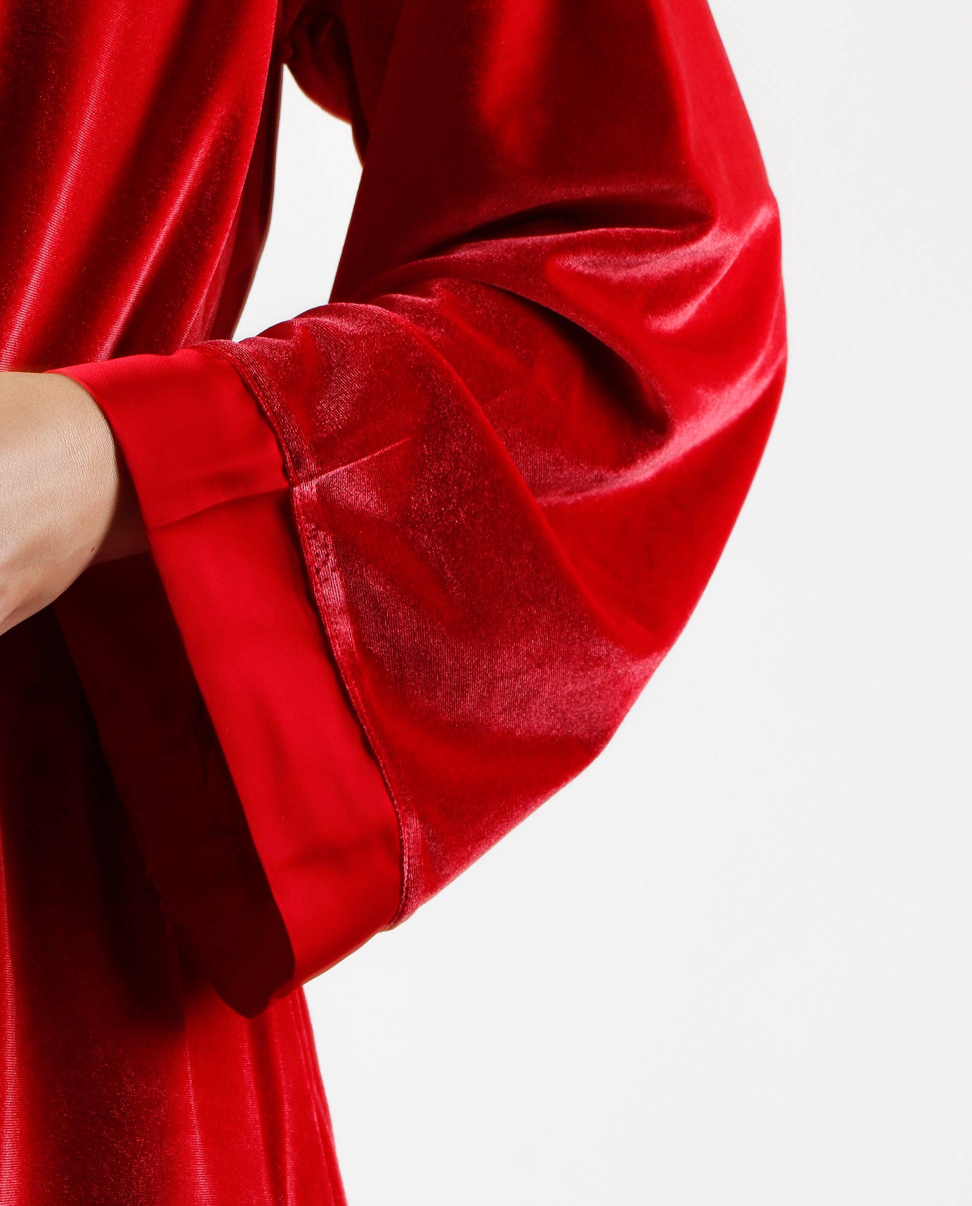 Peignoir Kimono Velours Rouge Femme