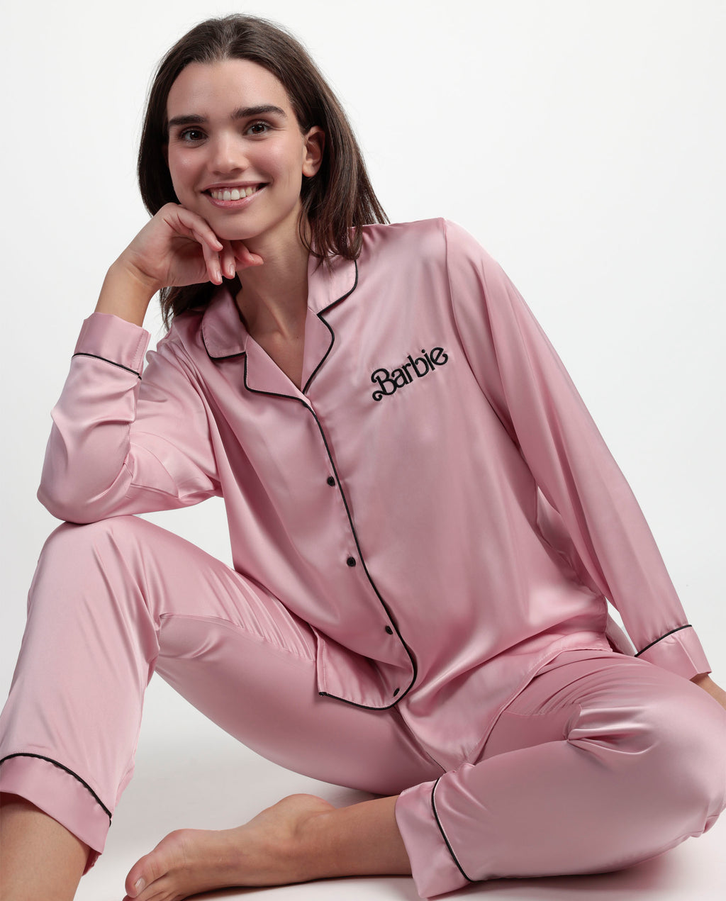Barbie Pyjama Satin Rose Poudré